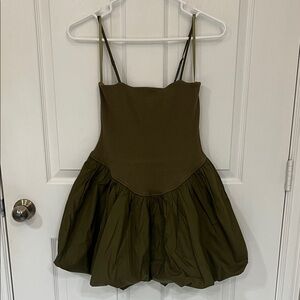 12th Tribe Olive Green Mini Dress